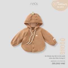 Nous Áo khoác tay dơi có mũ xanh màu nâu thêu trang trí 9,12,18,2YM