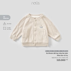 Áo khoác dài tay màu be xám thêu tàu vũ trụ (6M,9M,12M,18M,2Y)