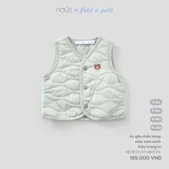 Nous Áo gile chần bông màu xám xanh thêu trang trí  (9M,12M,18M)