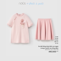 Nous Áo dài hồng nhạt đính con ngựa trang trí phối váy hồng đậm  (9M,12M,18M,2Y)