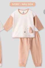 Lullaby Bộ bé trai dài tay NH496N - Ivory-Nâu sữa - 12,18,24M,3Y,4Y