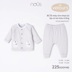 BCTD màu tím nhạt túi ốp có tai màu trắng 0M, 3M, 6M, 9M