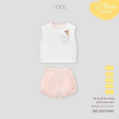 Nous Bộ ba lỗ áo trắng phối màu cam 6,9,12,18M,2Y