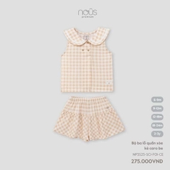 Nous Bộ ba lỗ quần xòe kẻ caro be 6,9,12,18M,2Y