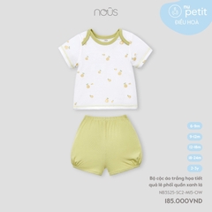 Nous Bộ cộc áo trắng họa tiết quả lê phối quần xanh lá 6,9,12,18M,2Y