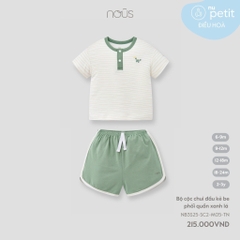 Nous Bộ cộc chui đầu kẻ be phối quần xanh lá 12,18M,2Y
