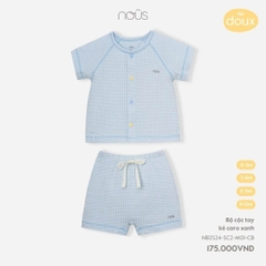 Nous - Bộ cộc tay kẻ caro xanh  (0M-9M)
