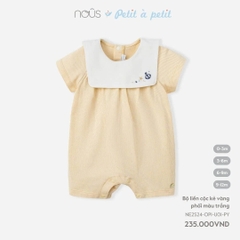 Nous - Bộ liền cộc kẻ vàng phối màu trắng (0M-9M)