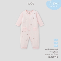 Nous Bộ liền dài không tất màu hồng nhạt in họa tiết 0,3M