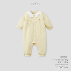 Nous - Bộ liền dài màu vàng phối cổ trắng NB