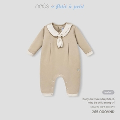 Nous - Body dài màu nâu phối cổ màu be thêu trang trí NB
