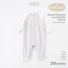 Nous - Bodysuit không tất tím trắng thêu hình chó 3M