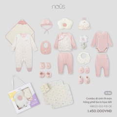 Nous Combo đi sinh 19 món hồng phối be in họa tiết NB
