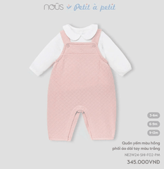 Nous - Quần yếm màu hồng phối áo dài tay màu trắng 3,6,9M