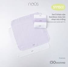 Nous - Set 5 khăn sữa bamboo màu tím nhạt mix trắng