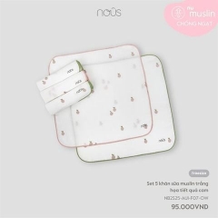 Nous Set 5 khăn sữa muslin trắng họa tiết quả cam
