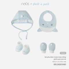 Nous - Set phụ kiện 4 món màu trắng phối xanh da trời