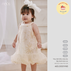 Nous Váy dài kiểu màu be lấp lánh kèm nơ 6,9,12,18M,2Y