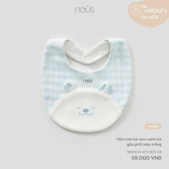 Nous Yếm tròn kẻ caro xanh tai gấu phối màu trắng