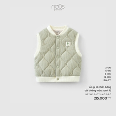 Áo gi lê chần bông cài thẳng màu xanh lá  (3M,6M,9M,12M,18M)