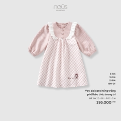Nous Váy dài caro hồng trắng phối bèo thêu trang trí (6M,9M,12M,18M)