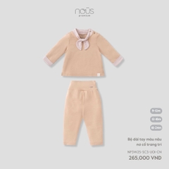 Nous Bộ dài tay màu nâu nơ cổ trang trí 9,12,18M