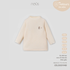 Nous Áo dài tay cao cổ màu be thêu gấu 6,9,12,18M,3Y