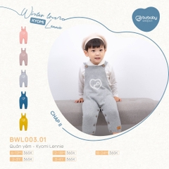 Quần yếm Bu baby - Kyomi Lennie (6-12M, 12-18M, 18-24M), (Họa tiết Hồng, Vàng, Ghi, Xanh Đậm, Be)