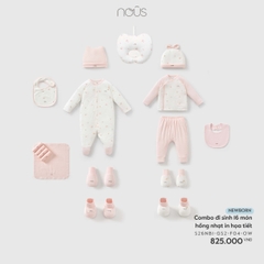 Nous Combo đi sinh 16 món hồng nhạt in họa tiết NB