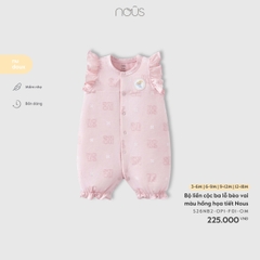 Nous Bộ liền cộc ba lỗ bèo vai màu hồng họa tiết Nous (3M,6M,9M,12M)