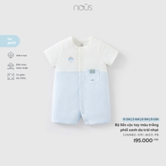 Nous Bộ liền cộc tay màu trắng phối xanh da trời nhạt (3M,6M,9M)