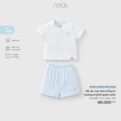 Nous Bộ cộc tay màu trắng in hoàng tử phối quần xanh (0M,3M,6M,9M)