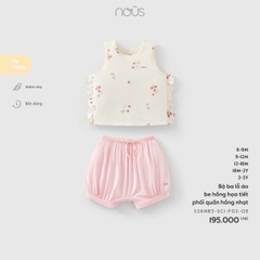 Nous Bộ ba lỗ áo be hồng họa tiết phối quần hồng nhạt (6M,9M,12M,18M,2Y)