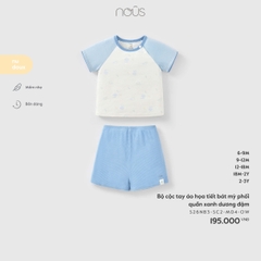 Nous Bộ cộc tay áo họa tiết bát mỳ phối quần xanh dương đậm (6M,9M,12M,18M,2Y)