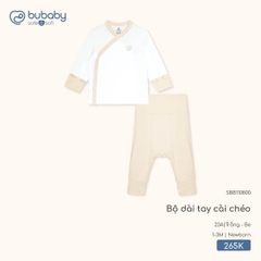 Bu Baby Bộ dài tay cài chéo Trắng Be (Newborn,1-3M)