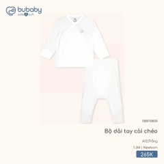 Bu Baby Bộ dài tay cài chéo Trắng Hồng nhạt (Newborn,1-3M)