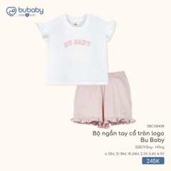 Bu Baby Bộ ngắn tay cổ tròn logo Bu Baby Trắng Hồng (6-12M,12-18M,18-24M,2-3Y,3-4Y,4-5Y)