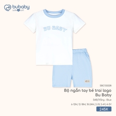 Bu Baby Bộ ngắn tay bé trai logo Bu Baby Trắng Blue (6-12M,12-18M,18-24M,2-3Y,3-4Y,4-5Y)