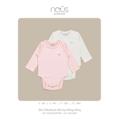 Combo Bodysuit Nous dài tay màu hồng, trắng