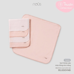 Nous - Set 5 khăn sữa màu hồng mix trắng