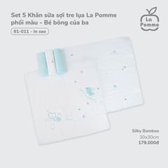 K001 - Set 5 Khăn sữa sợi tre lụa La Pomme phối màu (30x30cm) Bé bỏng của ba