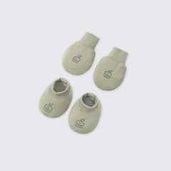 Set bao tay bao chân sơ sinh La Pomme cừu bông năng động - Xanh