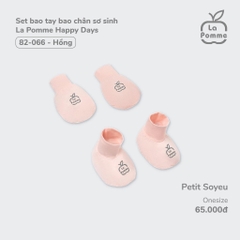 Set bao tay bao chân sơ sinh La Pomme Happy Days - Hồng