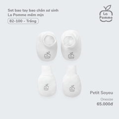 Set bao tay bao chân sơ sinh La Pomme mềm mịn - Trắng