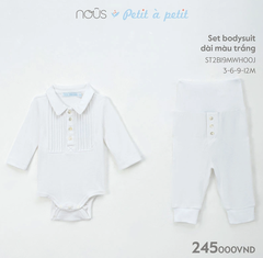 Set bodysuit Nous dài màu trắng  3M, 6M, 9M, 12M