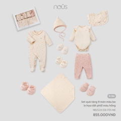 Nous - Set quà tặng 9 món màu be in họa tiết phối màu hồng 0M