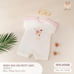 Little Love Body đùi vải petit 2401 trắng 3M,6M,9M-12M