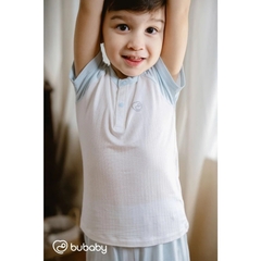 Bu Baby Bộ ngắn tay cổ trụ Siro | Trắng 4039 - Blue 4039