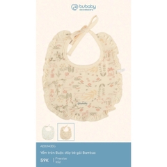 Bu Baby Yếm tròn Buộc dây bé gái Bambus | Free size - Trắng in họa tiết vườn nhà