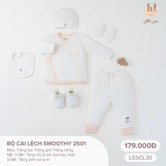 Little Love Bộ cài lệch smoothy 2501 trắng be Newborn, 1M,3-6M